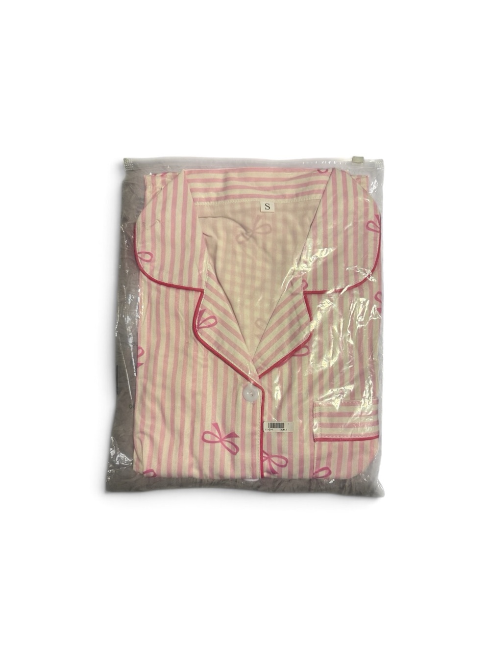 Kids Pink Striped Bow Pajama Set - Brand Not Visible